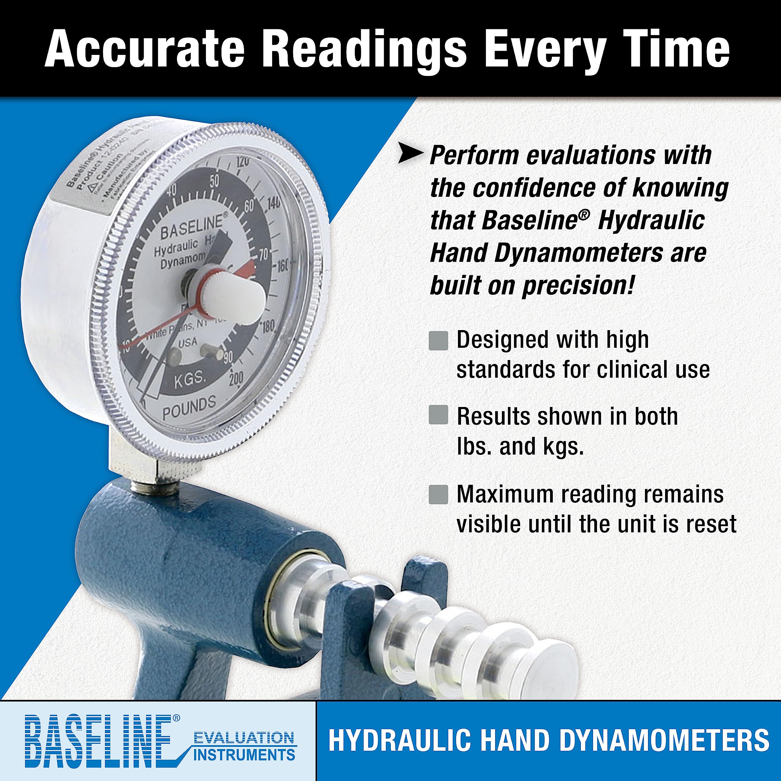 Baseline Evaluation Handkraftmessgerät 90,7 kg Dynamometer