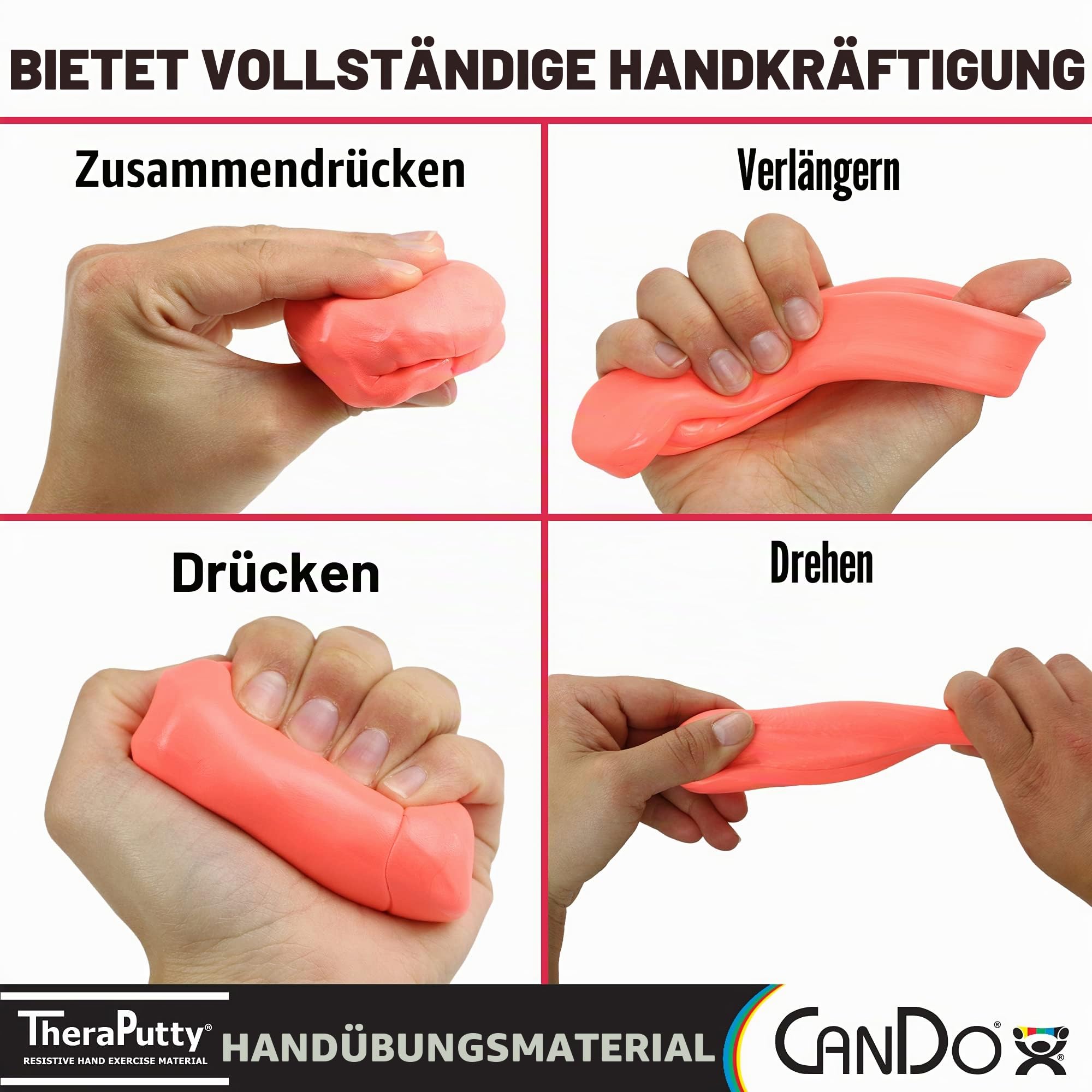 CanDo TheraPutty Therapieknete 113g rot leicht