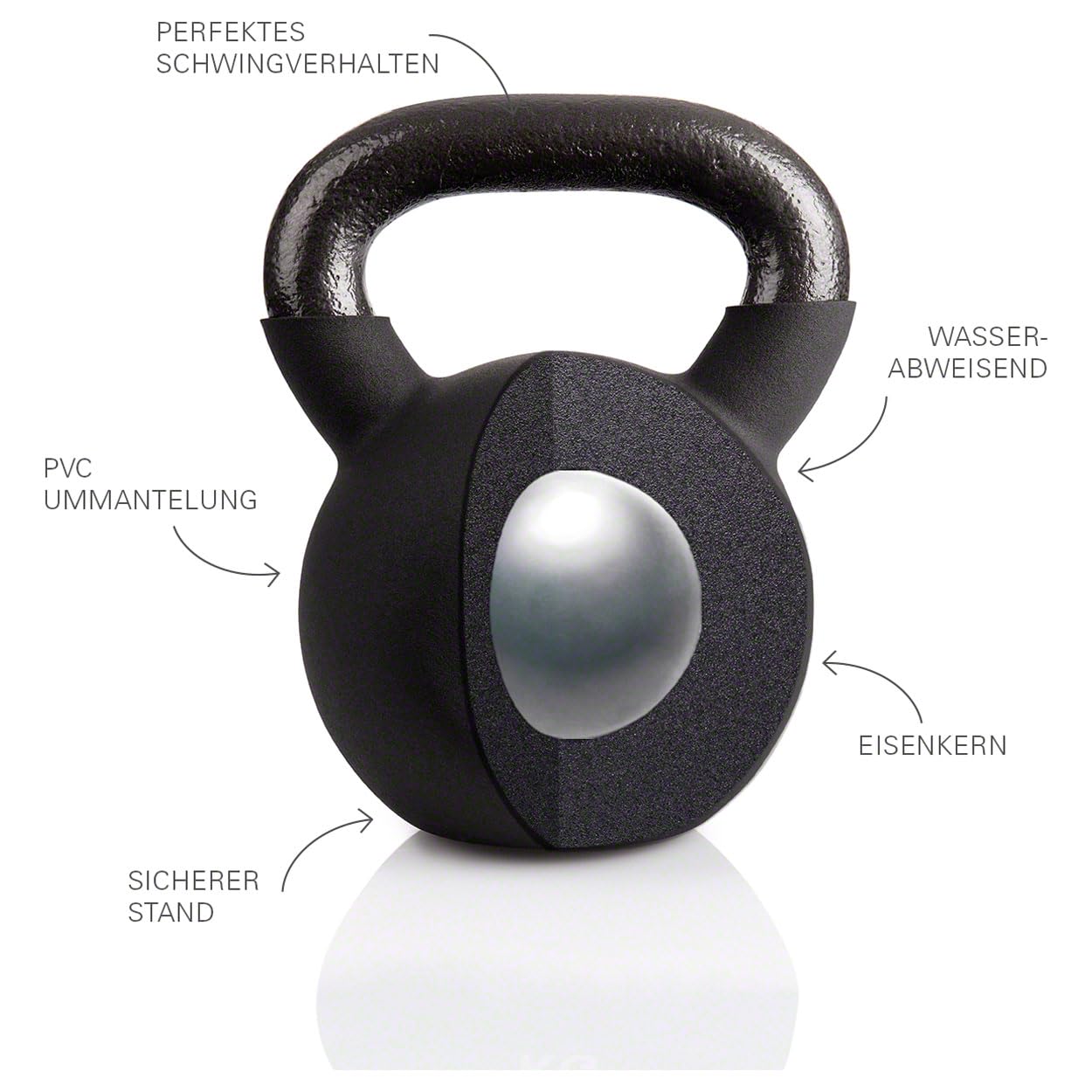 Sport-Tec Kettlebell 32 kg schwarz Gusseisen Vinyl Kugelhantel