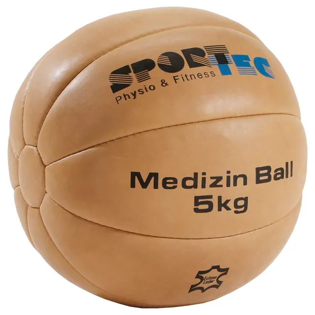 Sport-Tec Medizinball Leder 5 kg Rindsleder Rehaball