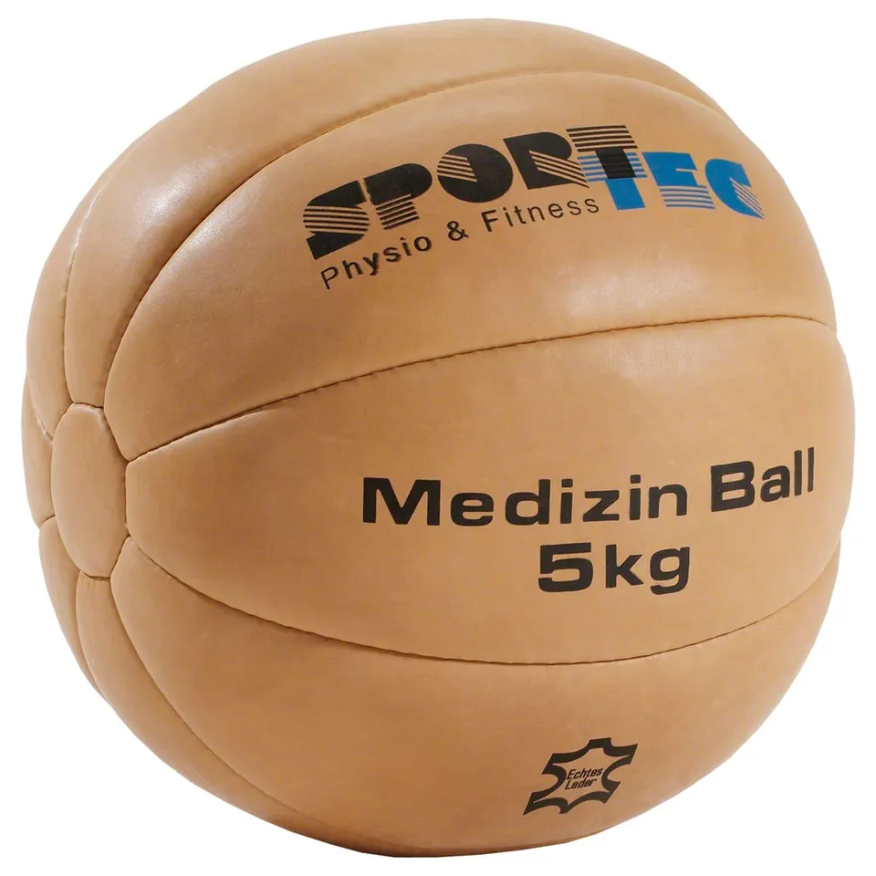 Sport-Tec Medizinball Leder 5 kg Rindsleder Rehaball