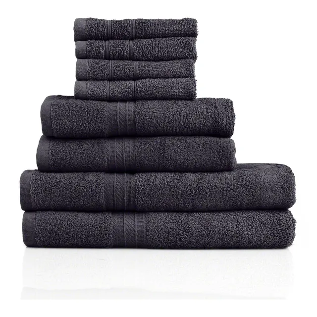 Sport-Tec Wellness Handtuch Set 8tlg Anthrazit Baumwolle