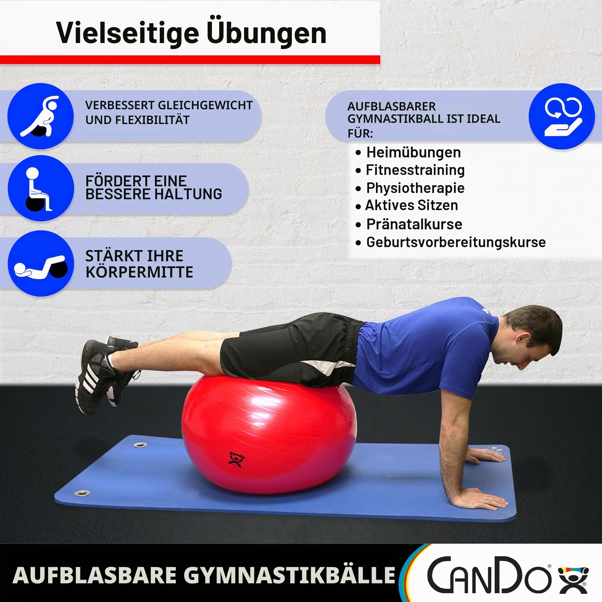 CanDo Gymnastikball Trainingsball 105 cm blau