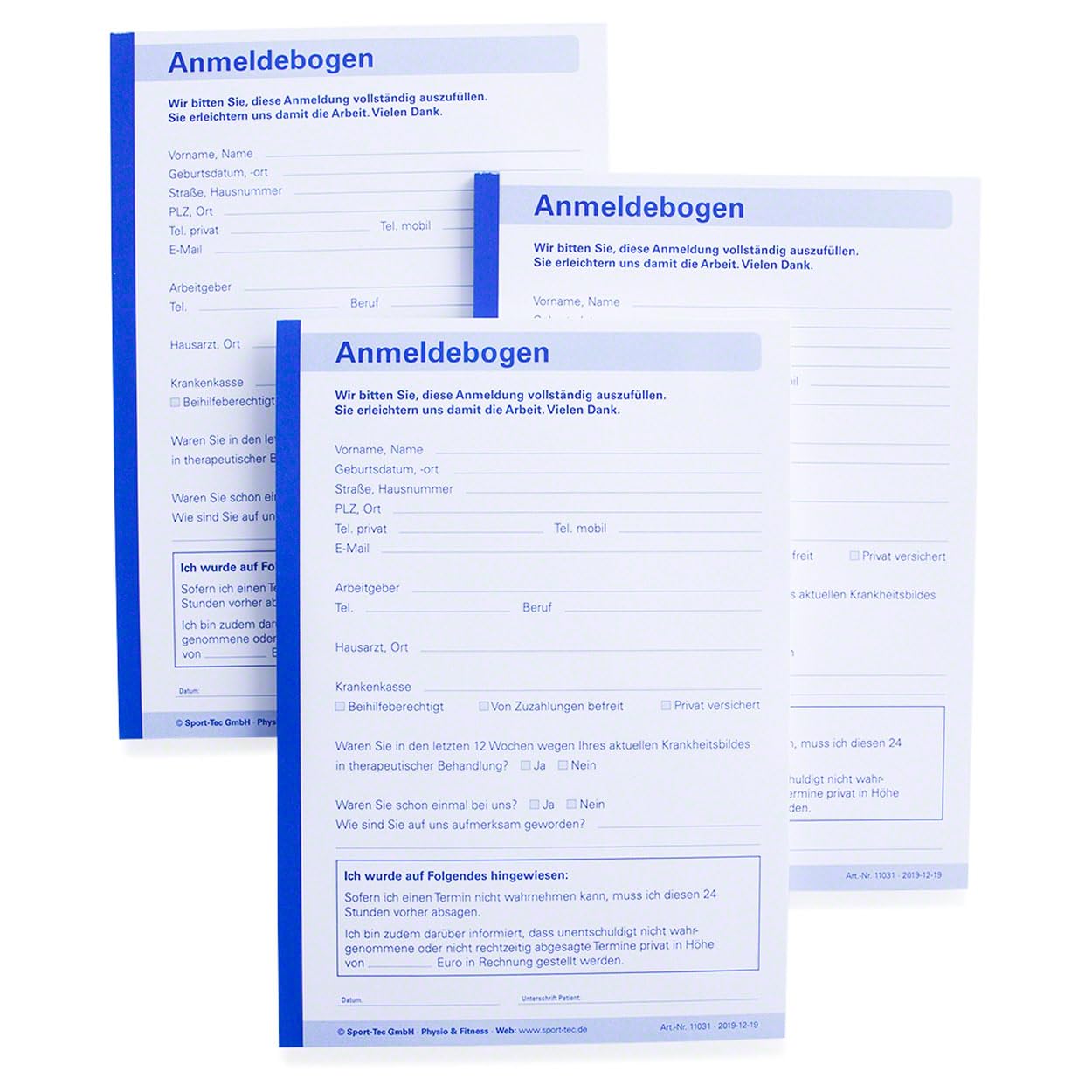 Sport-Tec Anmeldung Vordruck Anmeldeblock DIN A6 250 Blatt